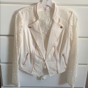 Ivory lace blazer. NWOT